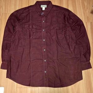 Cabela’s Burlyweight Chamois Long Sleeve Button Down Shirt Burgundy Men’s XLG